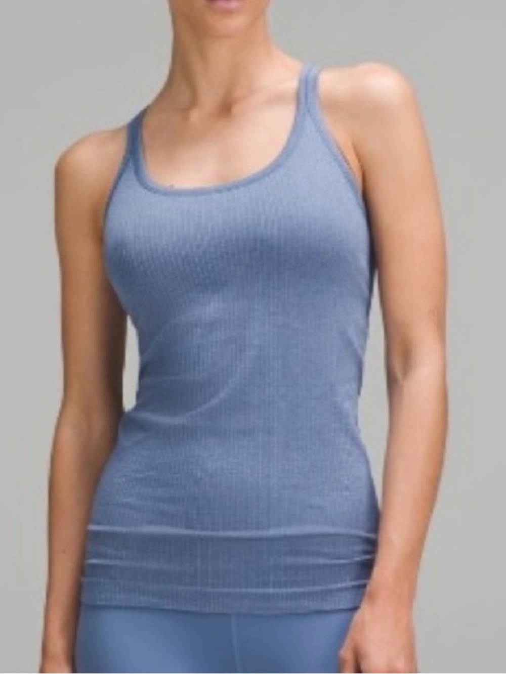 Lululemon Ebb To Street ribbed y back Tank Top shelf bra w removable cups size 4
